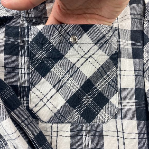 Dickies Shirt Men Small S Black White Plaid Button Up Long Sleeve Pearl Snap - Picture 4 of 11
